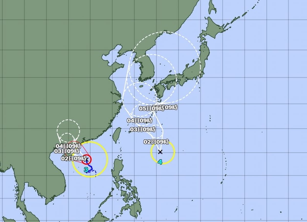 日本の南で台風４号が発生　４日以降に九州接近のおそれ