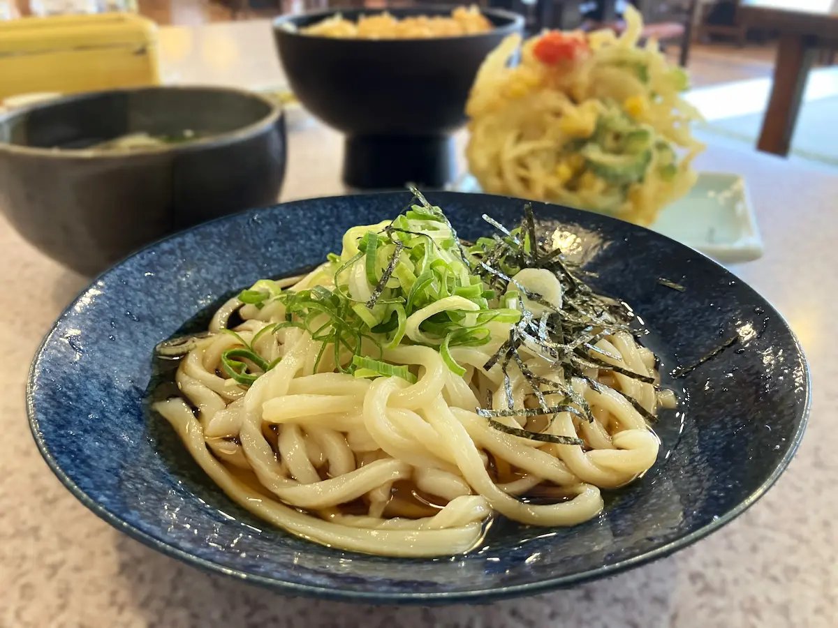 うどん茶房 麺楽のゴーヤのかきあげぶっかけうどん