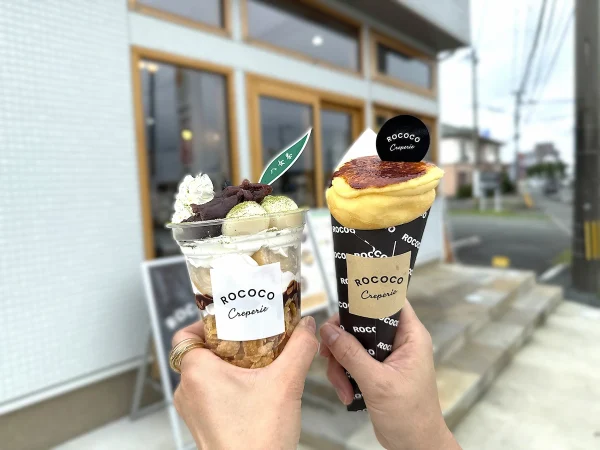 「ROCOCOcreperie（ロココクレープ）」の美味しすぎるクレームブリュレと八女茶クレープパフェを食す（筑後市）