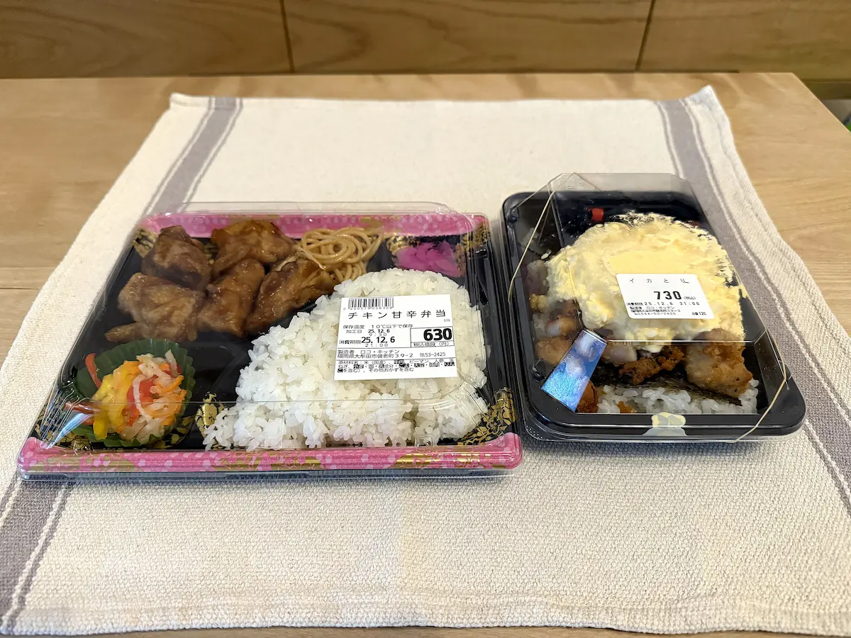 ロコキッチンのイカとりタル弁当とチキン甘辛弁当