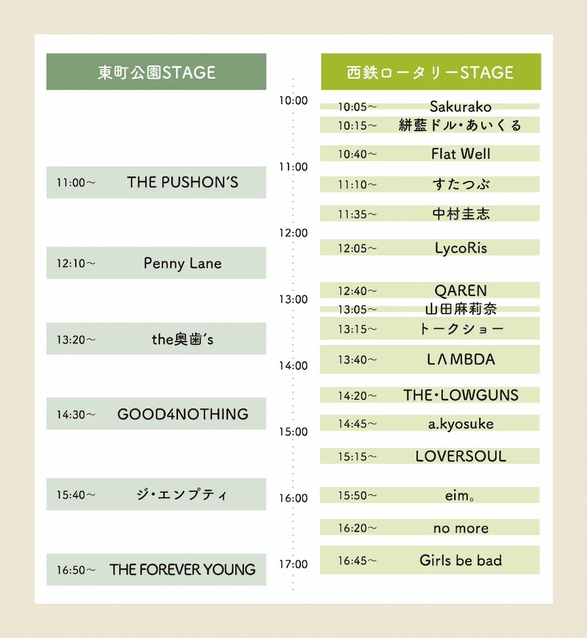 「KURUME MUSIC FES.2026」のタイムスケジュール