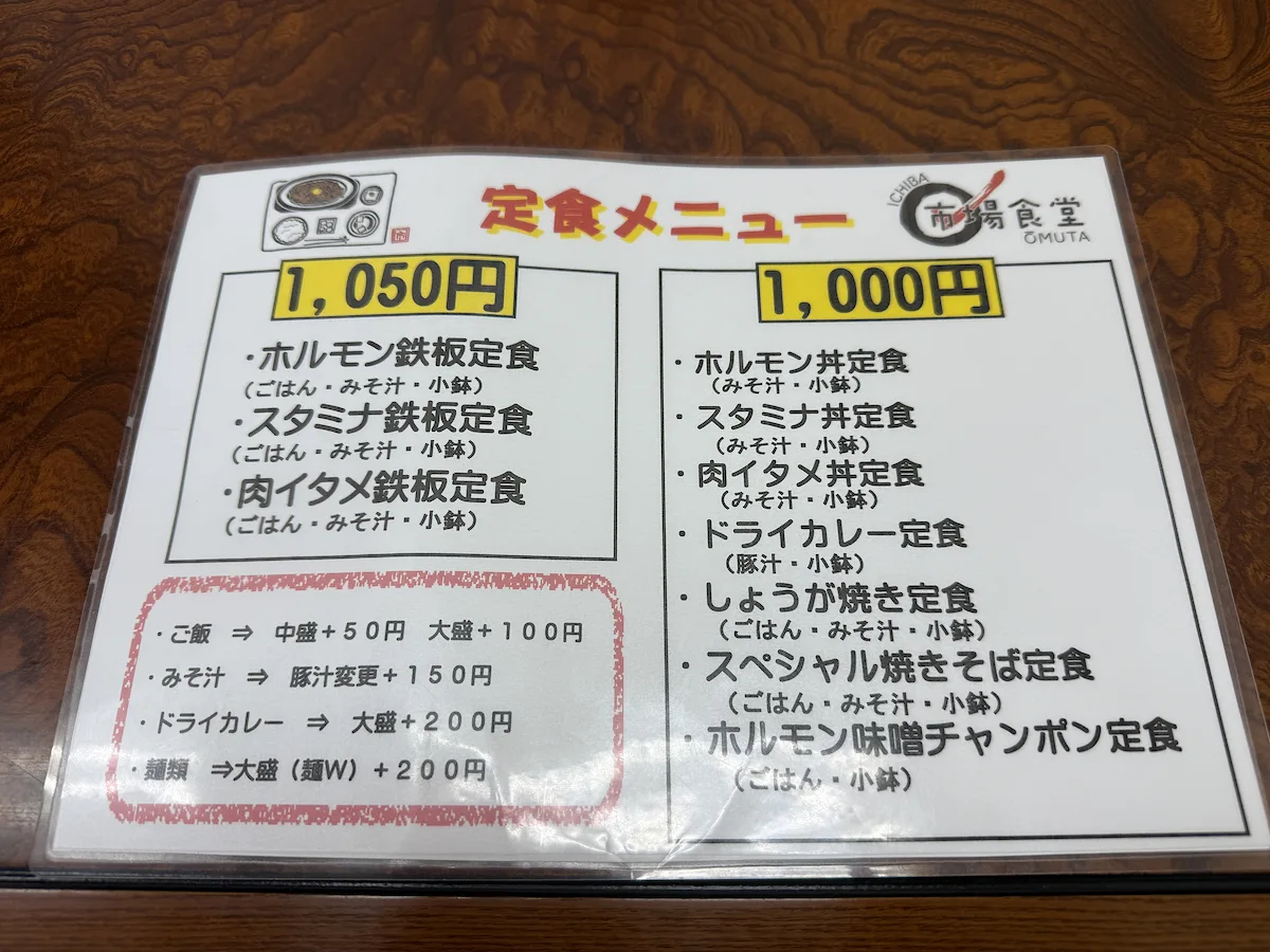 「市場食堂」のメニュー①