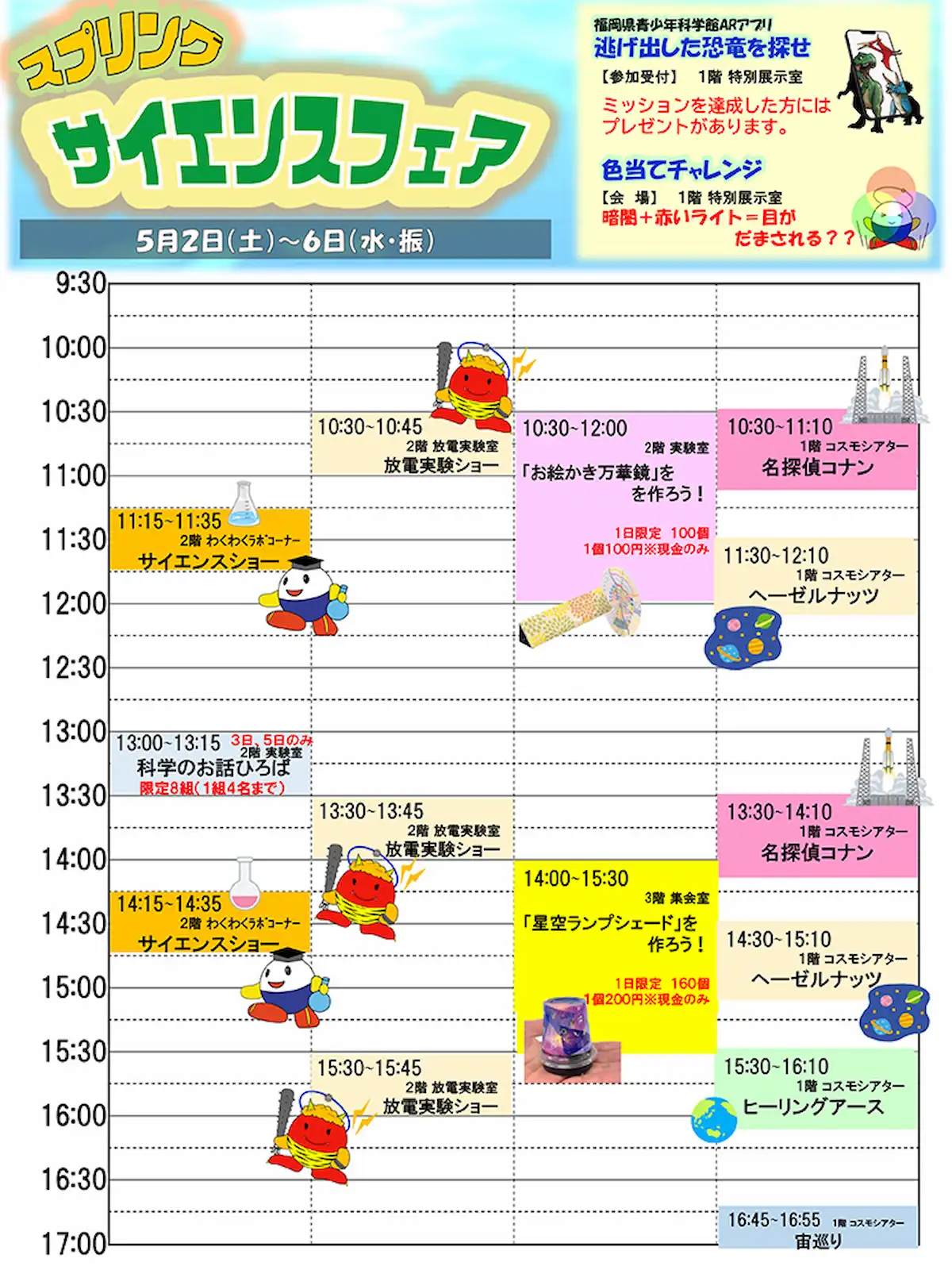 久留米「スプリング サイエンスフェア」のタイムスケジュール