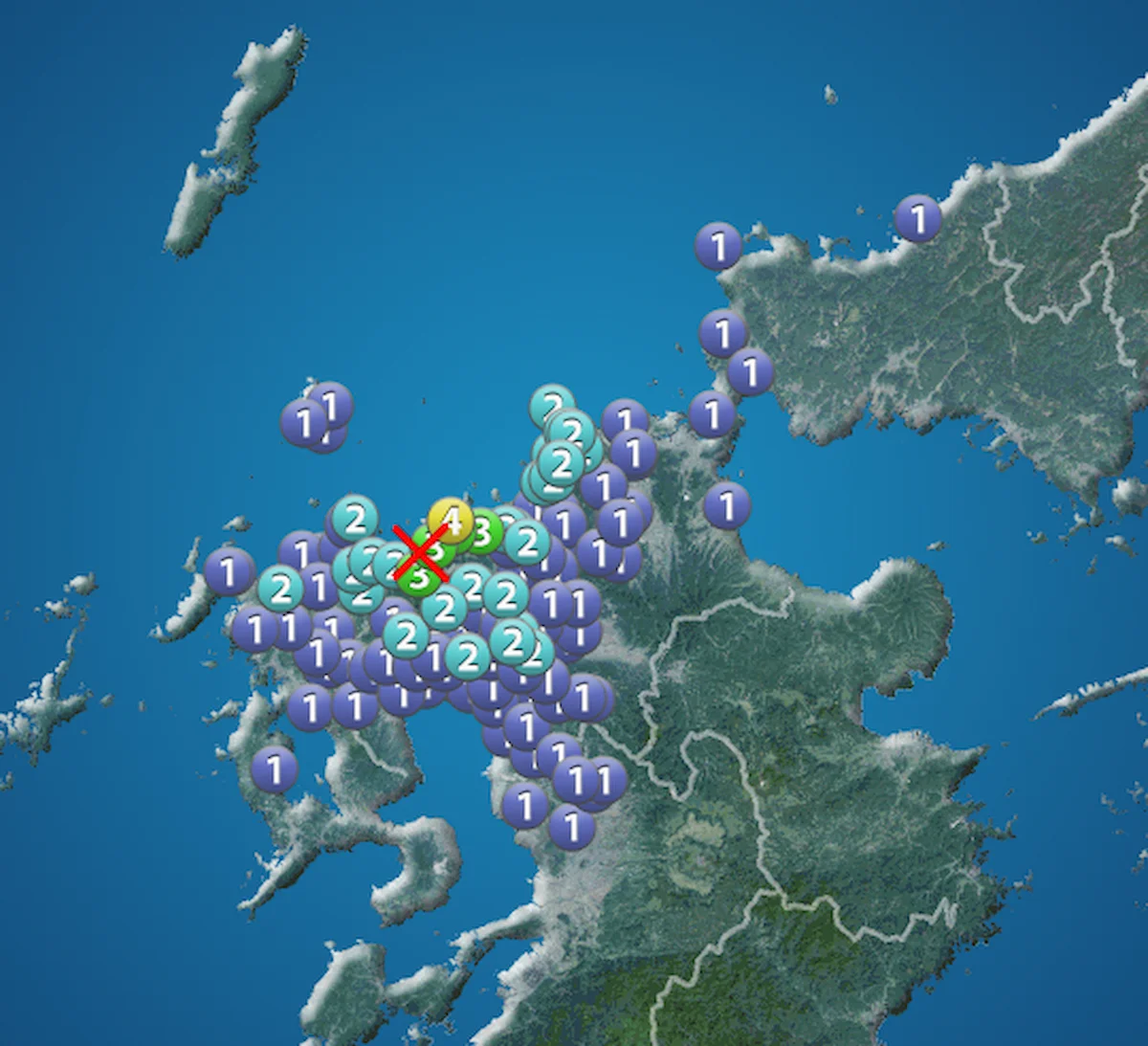 福岡地方を震源とする最大震度4の地震が発生 筑後地方でも震度2を観測
