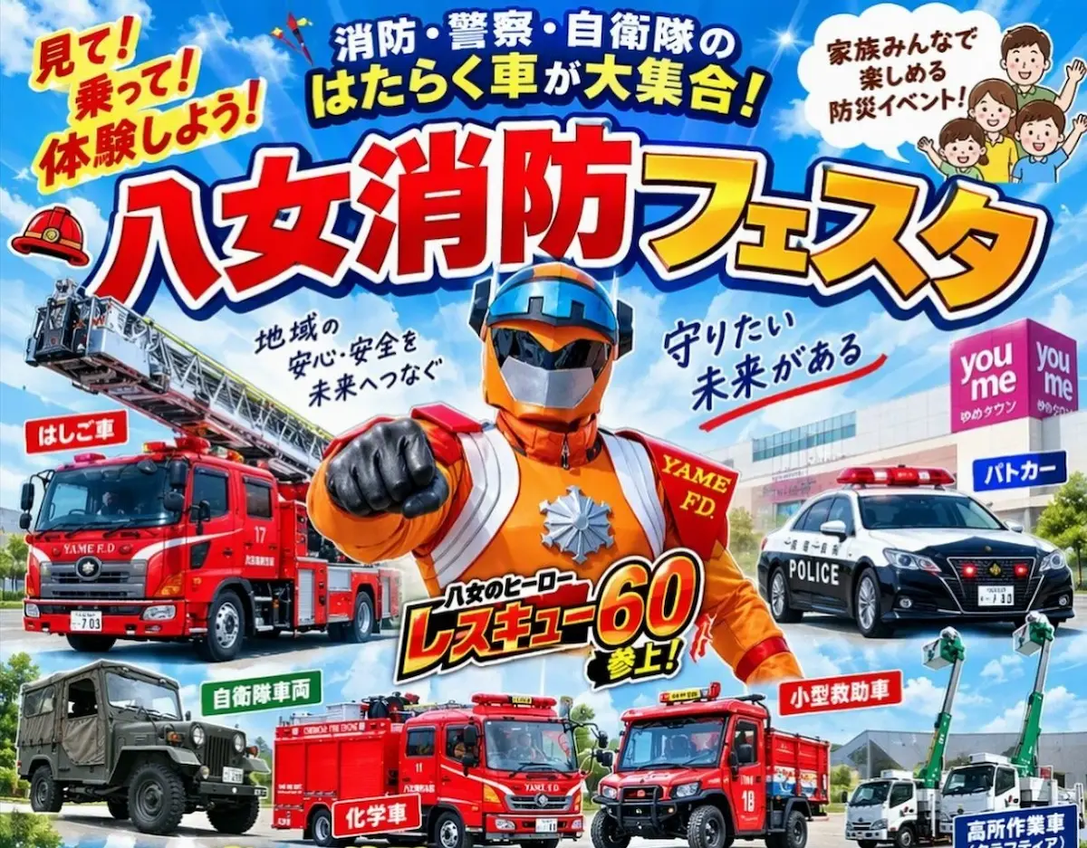 「八女消防フェスタ2026」楽しい体験コーナーが盛りだくさん！消防グッズガチャガチャも